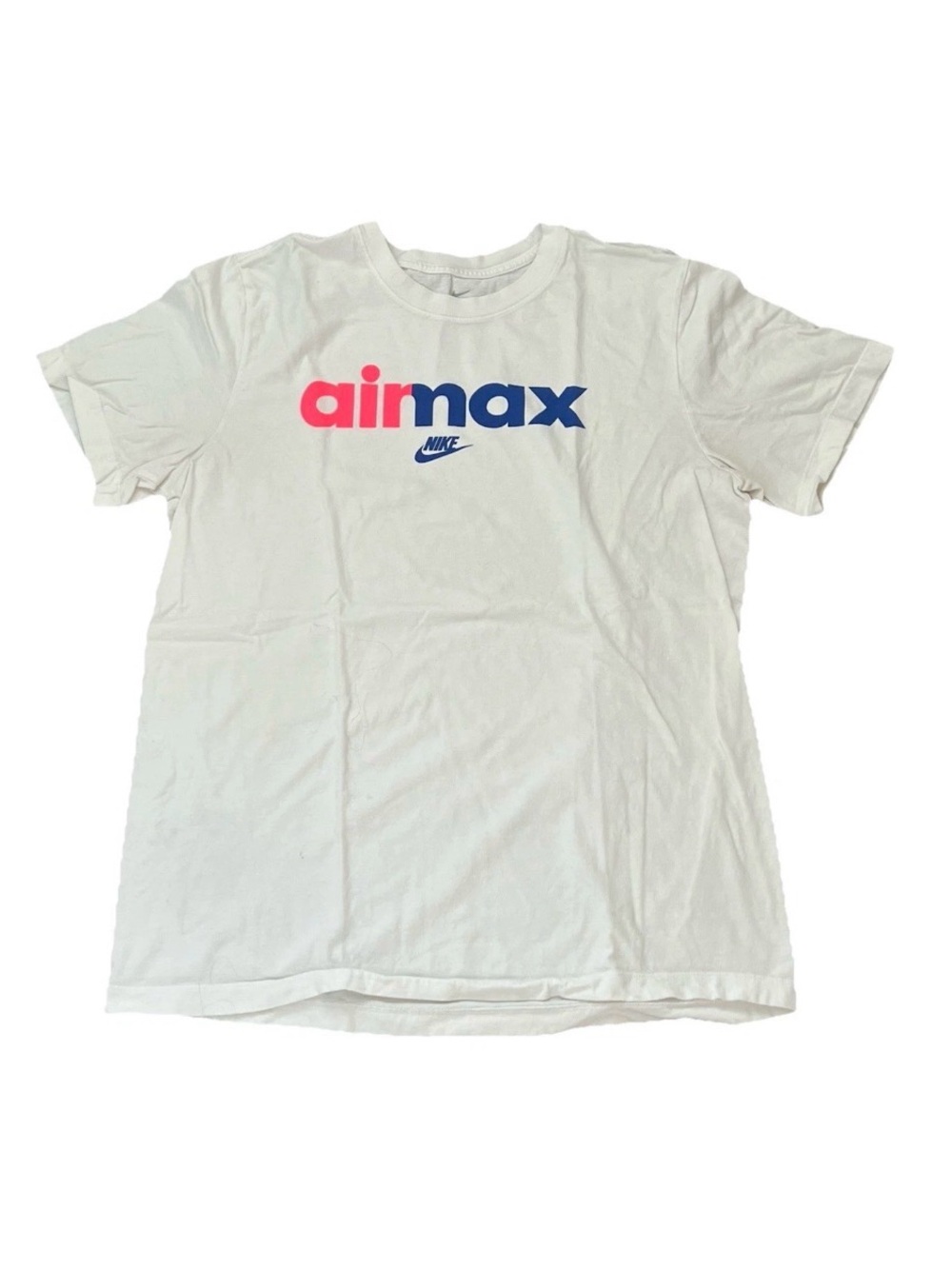 Nike Air Max T-Shirt Mens Size Large White Blue Pink Logo Tee 100% Cotton Gym